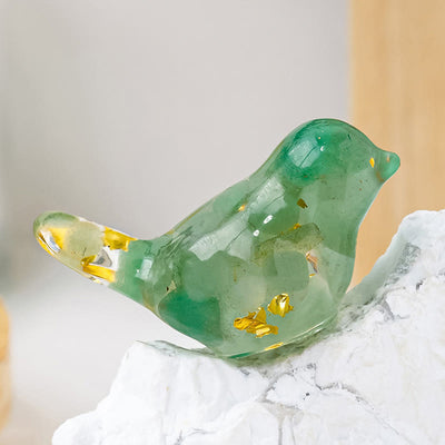 Olivenorma Natural Gemstone Bird Sculpture Decoration - Green Aventurine - With Card - image 17
