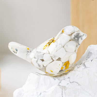 Olivenorma Natural Gemstone Bird Sculpture Decoration - White Turquoise - With Card - image 5