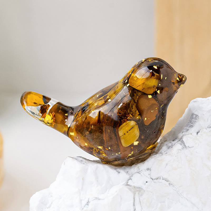 Olivenorma Natural Gemstone Bird Sculpture Decoration - Tiger Eye - With Card - image 25