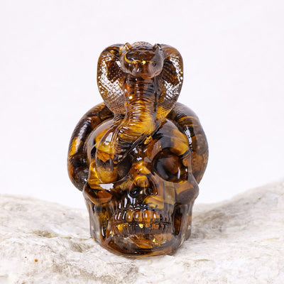 Olivenorma Real Stone Snake Skull Statue Gemstone Decoration