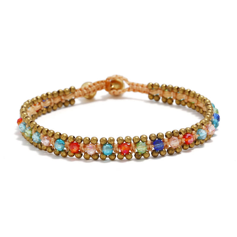 Olivenorma Natural Crystal Woven Beaded Anklet