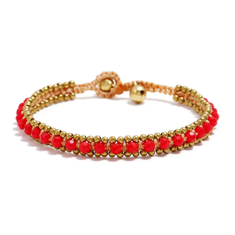 Olivenorma Natural Crystal Woven Beaded Anklet