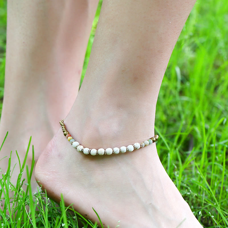 Olivenorma Boho Turquoise Foot Gem Beaded Anklet