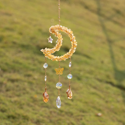 Olivenorma Citrine Gravel Moon Pendant Wind Chime