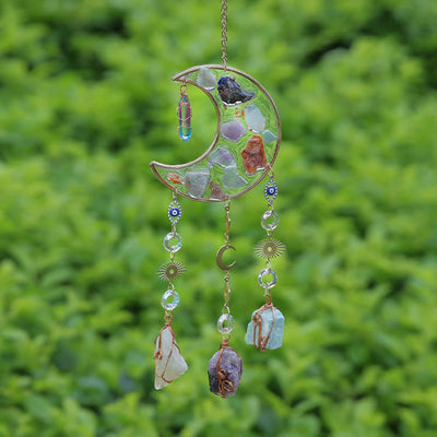 Olivenorma Colorful Natural Stone Epoxy Moon Wind Chime