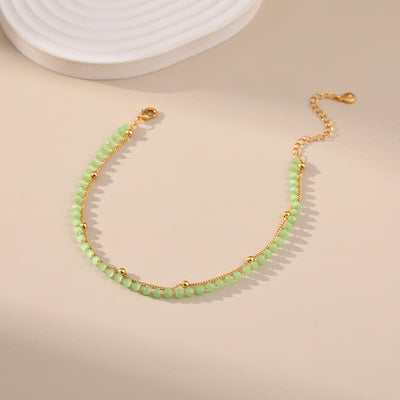 Olivenorma Natural Peridot Gold-Plated Beaded Anklet