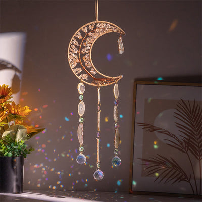 Olivenorma Citrine Gravel Tree of Life Moon Wind Chime