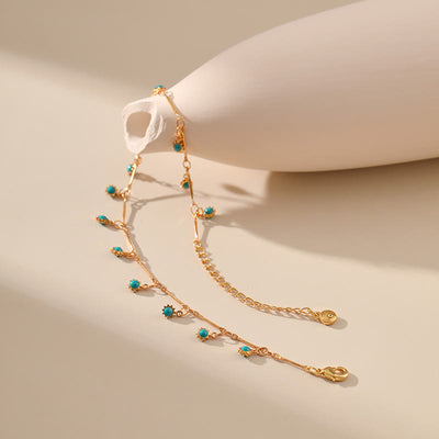 Olivenorma Bohemian Blue Charm Link Chain Anklet