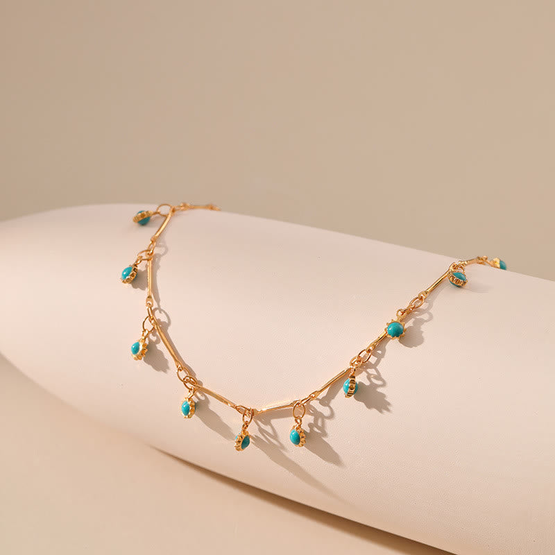 Olivenorma Bohemian Blue Charm Link Chain Anklet