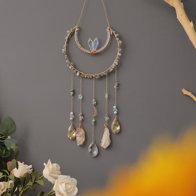 Olivenorma Labradorite Crushed Stone Inverted Moon Wind Chime