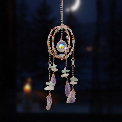 Olivenorma Natural Gravel Double Ring Suncatcher Pendant Wind Chime