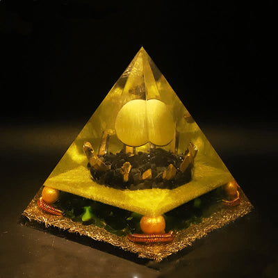 Olivenorma Yellow Jade Crystal Ball Orgone Pyramid