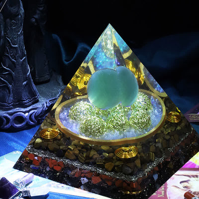 Olivenorma 14cm Blue Cat's Eye Stone Orgone Pyramid