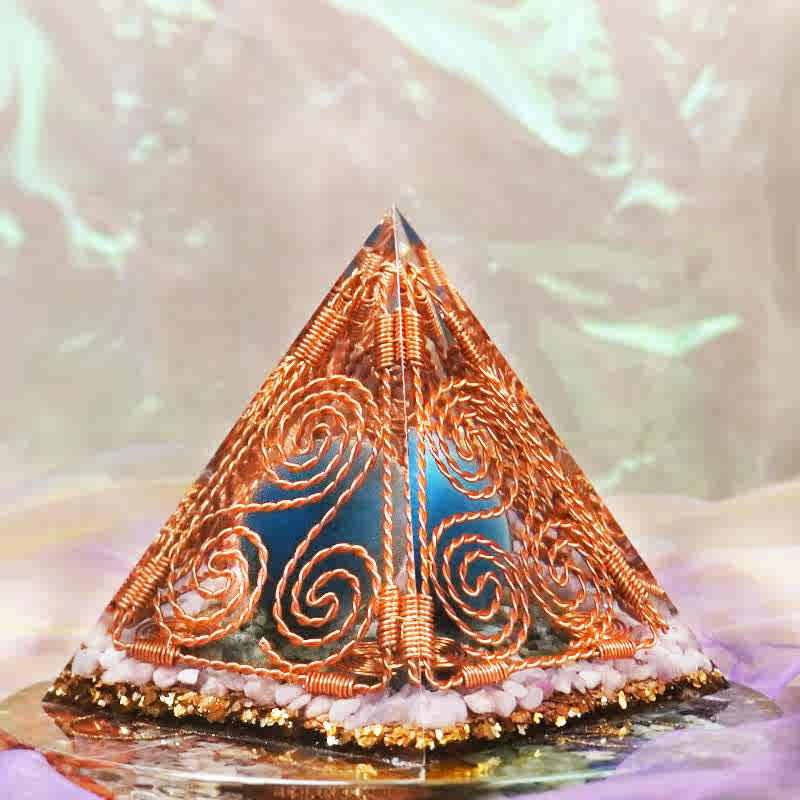 Olivenorma Copper Wire Wrap Triskelion Orgone Pyramid