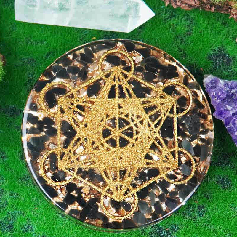 Olivenorma Metatron's Cube Natural Garnet Resin Decoration