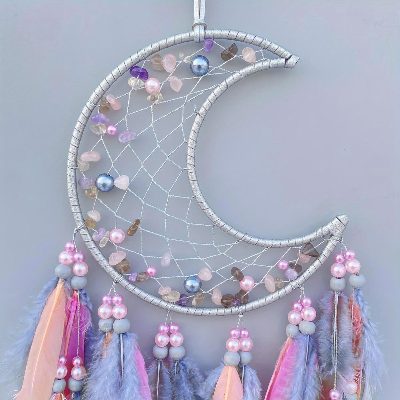 Olivenorma Moon Purple Pink Feather Dream Catcher