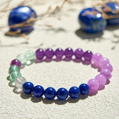 Olivenorma Amethyst Lapis Lazuli Green Fluorite Beaded Bracelet