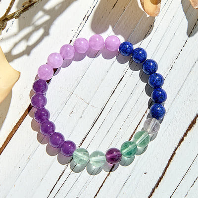 Olivenorma Amethyst Lapis Lazuli Green Fluorite Beaded Bracelet