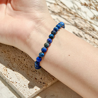 Olivenorma Natural 6mm Lapis Lazuli Beaded Bracelet