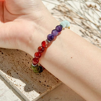 Olivenorma 8mm Five Natural Stone Beaded Bracelet