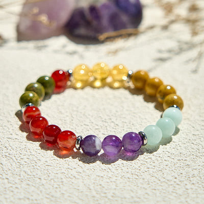 Olivenorma 8mm Five Natural Stone Beaded Bracelet