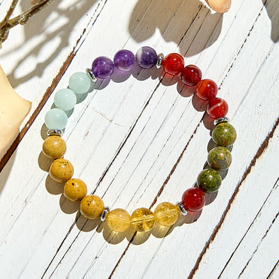 Olivenorma 8mm Five Natural Stone Beaded Bracelet