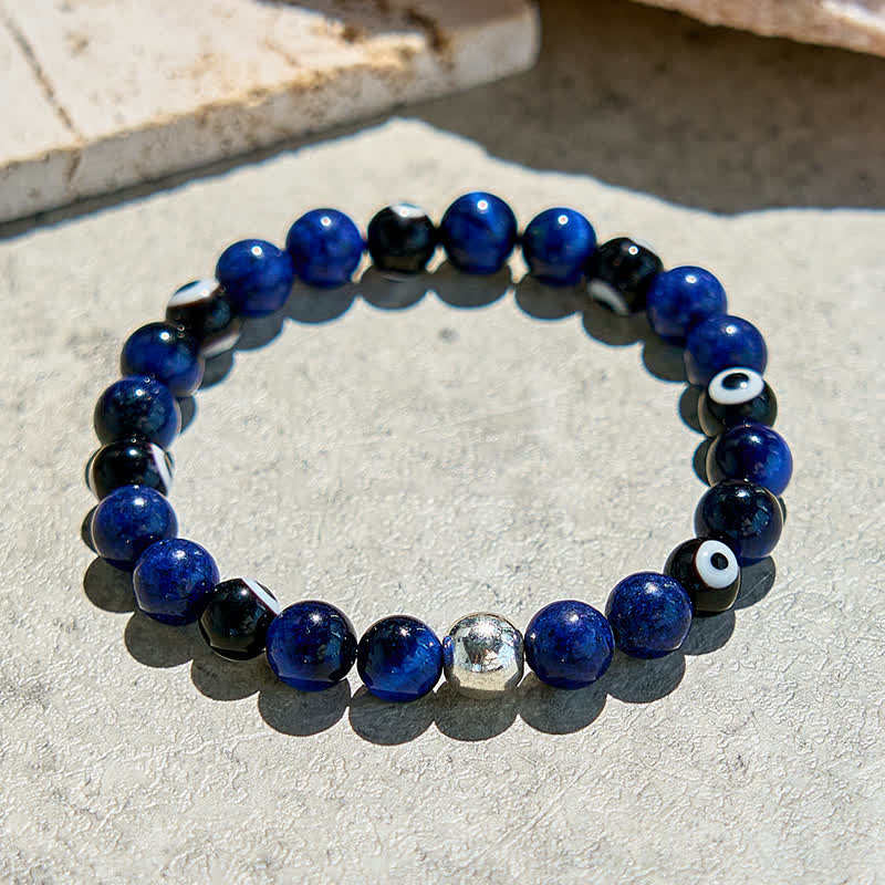 Olivenorma Natural Lapis Lazuli Evil Eye Beaded Bracelet