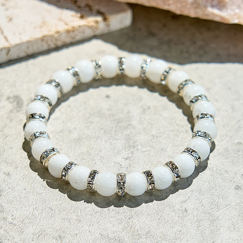 Olivenorma Natural White Jade Beaded Bracelet