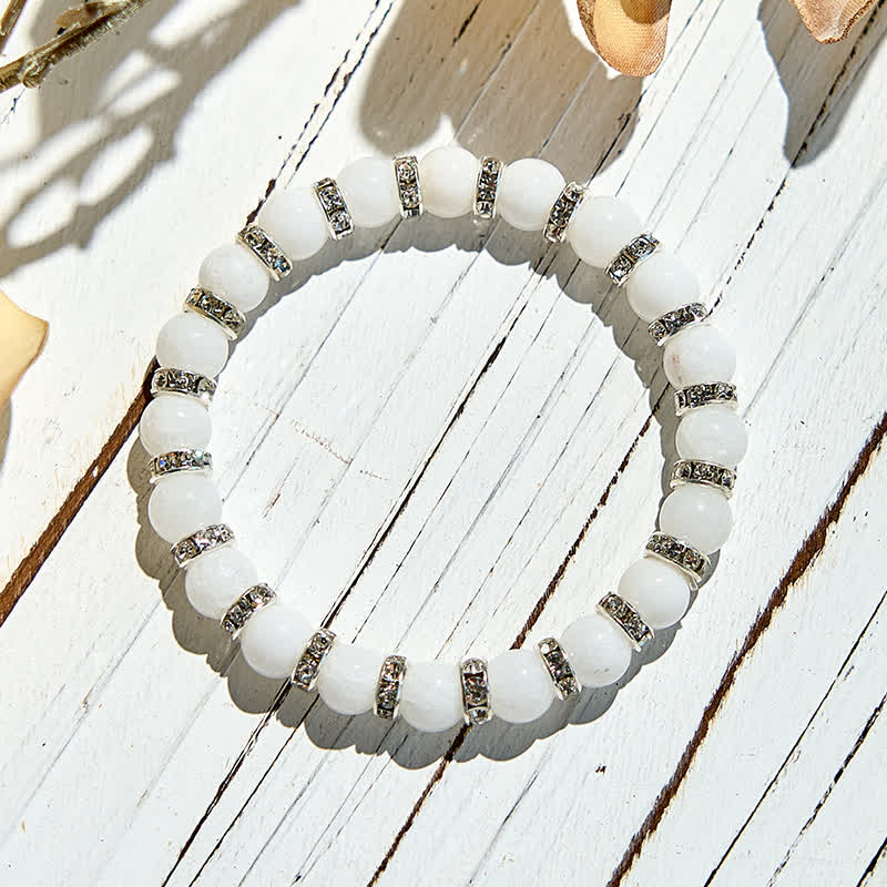 Olivenorma Natural White Jade Beaded Bracelet