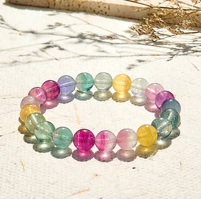 Olivenorma Natural Rainbow Fluorite Beaded Bracelet