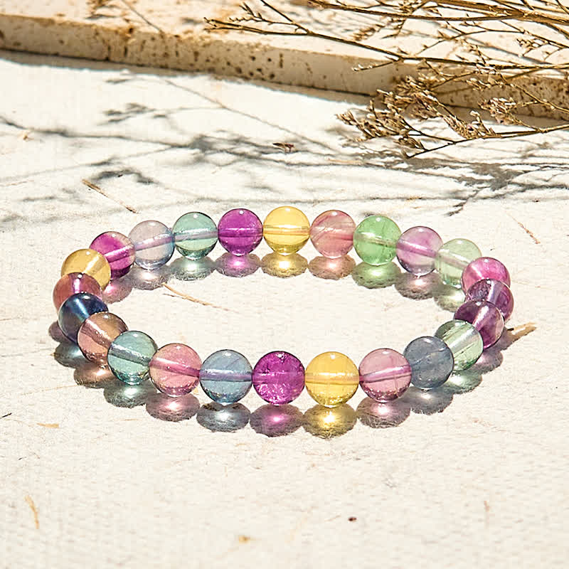 Olivenorma Natural Rainbow Fluorite Beaded Bracelet