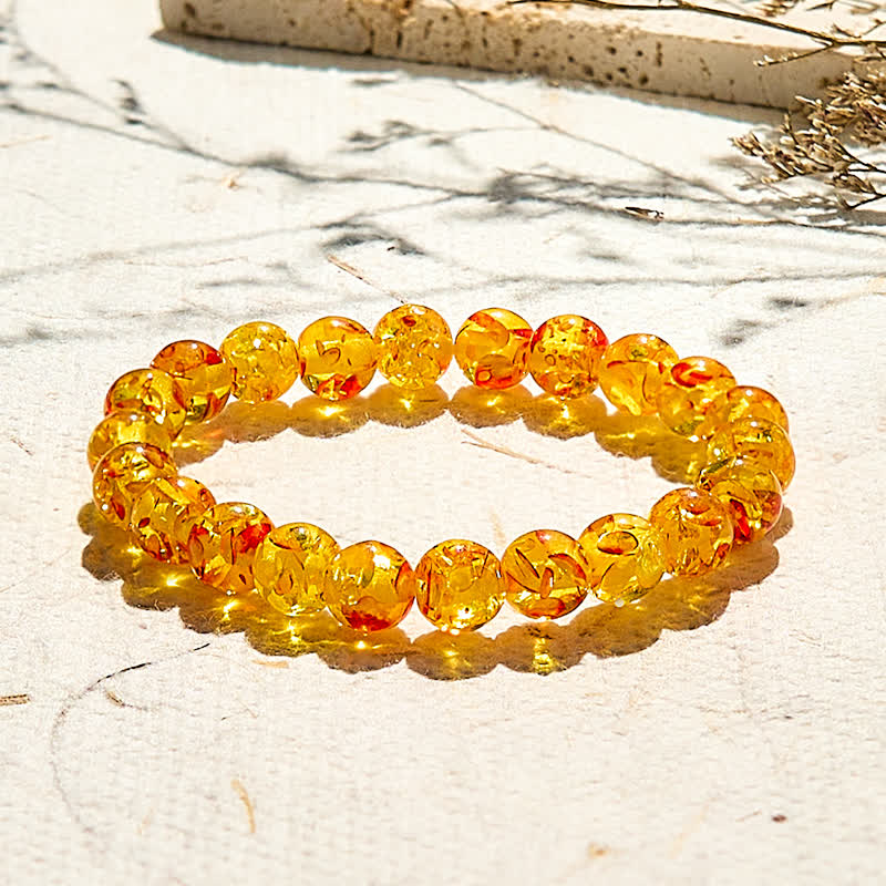 Olivenorma Natural Flower Amber Beaded Bracelet