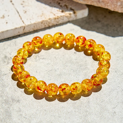 Olivenorma Artificial Flower Amber Beaded Bracelet