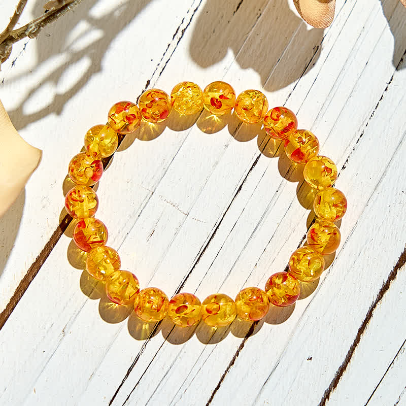Olivenorma Artificial Flower Amber Beaded Bracelet