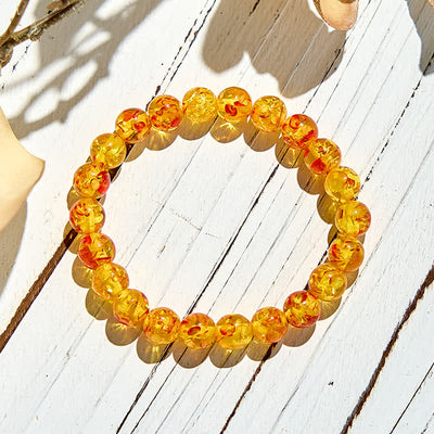 Olivenorma Artificial Flower Amber Beaded Bracelet