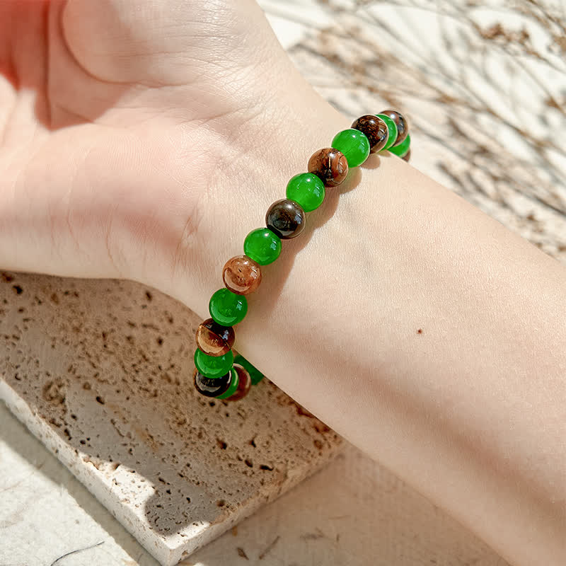 Olivenorma 8mm Green Aventurine Tiger Eye Beaded Bracelet