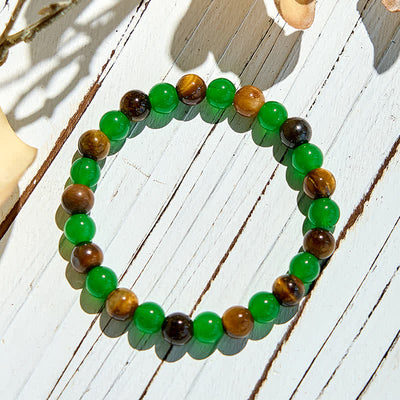 Olivenorma 8mm Green Aventurine Tiger Eye Beaded Bracelet