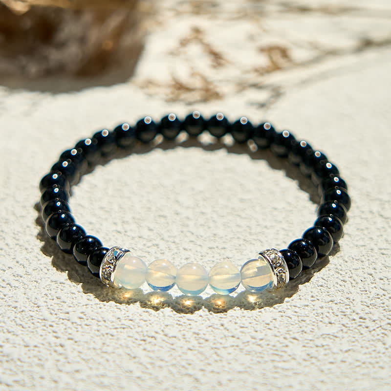 Olivenorma Natural Obsidian Opalite Beaded Bracelet