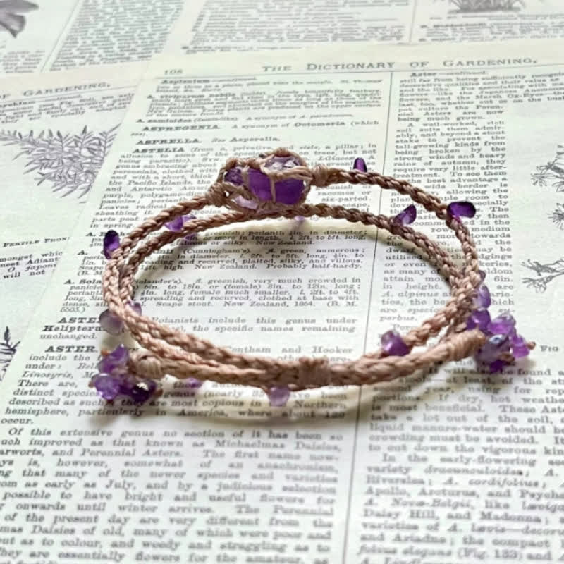 Olivenorma Natural Amethyst Crystal Braided Bracelet