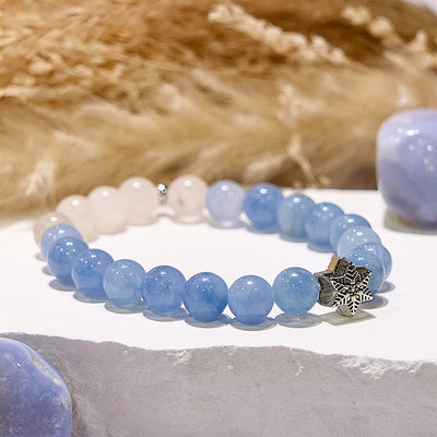 Olivenorma Natural Aquamarine Snowflake Beaded Bracelet