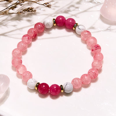 Olivenorma Rose Quartz Yoga Meditation Round Beaded Bracelet