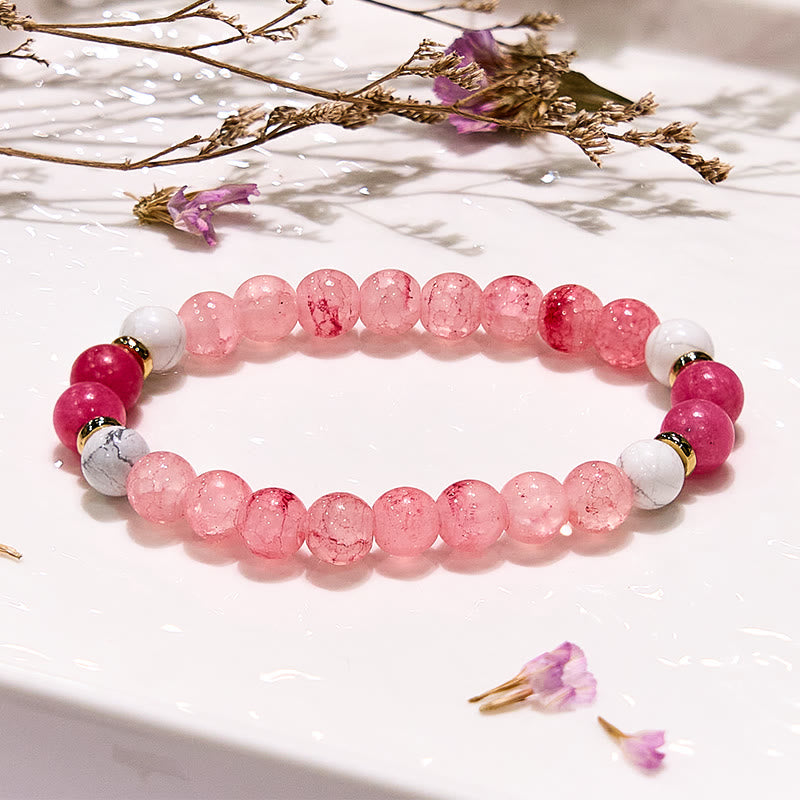 Olivenorma Rose Quartz Yoga Meditation Round Beaded Bracelet