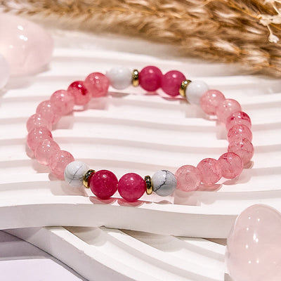 Olivenorma Rose Quartz Yoga Meditation Round Beaded Bracelet