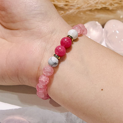 Olivenorma Rose Quartz Yoga Meditation Round Beaded Bracelet