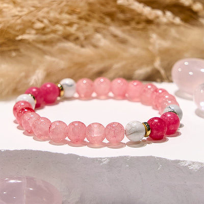 Olivenorma Rose Quartz Yoga Meditation Round Beaded Bracelet