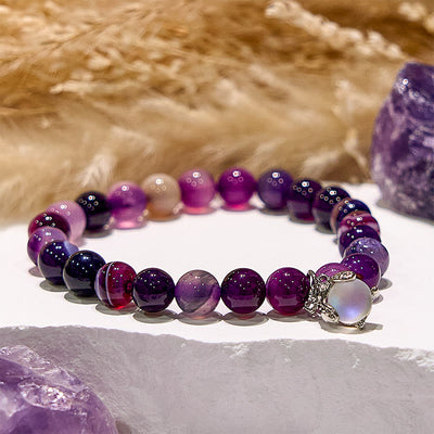 Olivenorma Handcraft Luminous Purple Fluorite Opal Beaded Bracelet