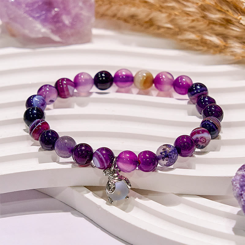 Olivenorma Handcraft Luminous Purple Fluorite Opal Beaded Bracelet