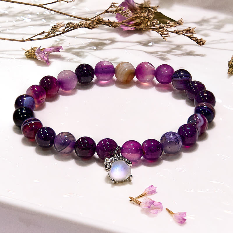 Olivenorma Handcraft Luminous Purple Fluorite Opal Beaded Bracelet