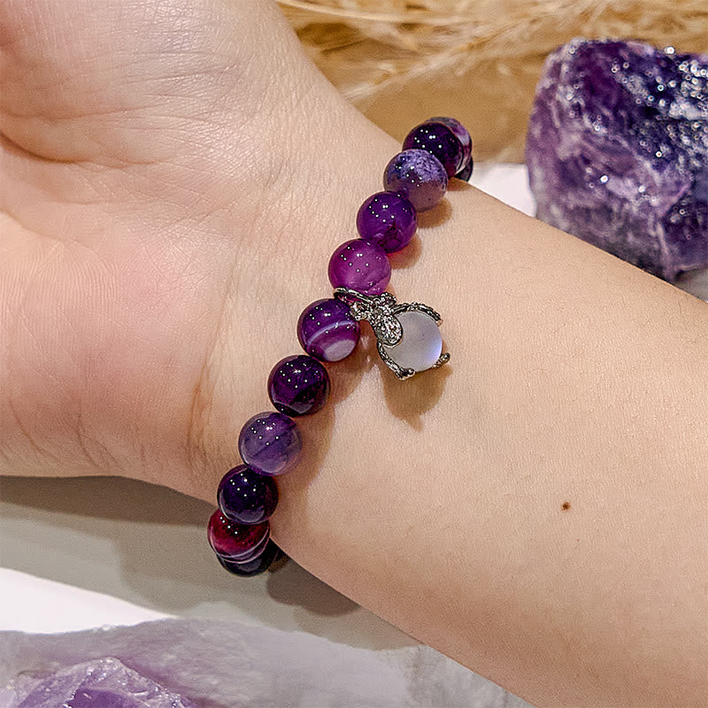 Olivenorma Handcraft Luminous Purple Fluorite Opal Beaded Bracelet