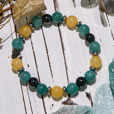 Olivenorma Green Aventurine Yellow Jade Heart Beaded Bracelet